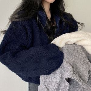 크롭집업 뽀글이 후리스 양털점퍼 손목벤딩 오버핏 점퍼