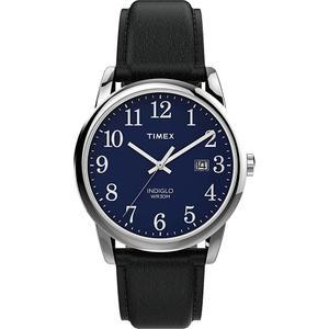 Timex 남성용 이지 리더 손목시계 블랙 20 38mm 레더 스트랩 (TW2V266009J)