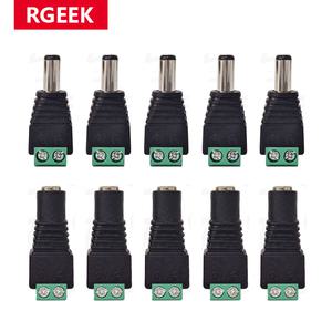 RGEEK LED 스트립 CCTV 카메라용 암 수 커넥터 전원 플러그 어댑터 잭 소켓 DC 12V 2.1x5.5mm 10 개
