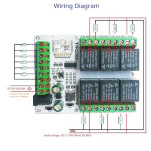6 DI-DO 스마트 원격 리모컨 릴레이 2.4G RF IOT 스위치 NPN IN 건식 접촉 출력 라이프 APP DC 5V/12V/24V