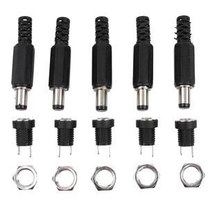 5세트 DC 전원 커넥터 5.5/2.1/2.5/3.5/1.35mm 플러그 3A 12V 남성 잭 소켓 나사 패널 마운트 어댑터