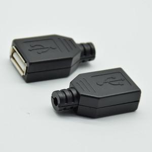 10pcs/5pcs diy 유형 A 여성 USB 4 핀 플러그 소켓 커넥터 검정색 플라스틱 커버 3 피스 슈트