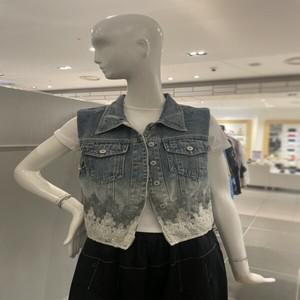 [르니앤맥코이] 레이스 자수 데님 베스트 (MM06VT303HJZ)