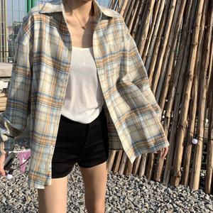 여성 오버핏 체크 셔츠 루즈핏 캐주얼 데일리 여자 남방 간절기 아우터