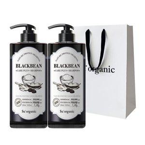 수오가닉 블랙빈 케어플러스 지성샴푸 1000ml 2개+선물용쇼핑백(화이트)