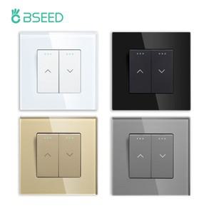 BSEED 기계식 커튼 스위치 전기 롤러 셔터 푸시 버튼 벽 블라인드 유리 프레임 EU 표준