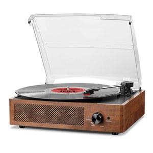 스피커 벨트 구동 턴테이블이 있는 Vinyl Record용 FEKTIK 레코드 플레이어 빈티지 턴테이블 3단, 블루투스 무선 , 헤드폰, AUX-in, RCA 라인 LP Vinyl 플레이어 지원