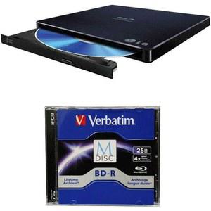 6X WP50NB40 울트라 슬림 휴대용 라이터 번들(M-DISC BD 1팩 ) - M-DISC 및 BDXL 디스크 지원, Mac OS X 호환(블랙, 소매)