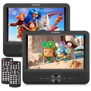 차량용 FANGOR 7.5인치 듀얼 휴대용 DVD 플레이어, 차량용 DVD 플레이어 듀얼 스크린, 헤드레스트 스트랩, 지원 마지막 메모리, AV 출력/입력, USB/SD 카드, 모든 지역에서 동일한 또는 두 가지 다른 영화 재생