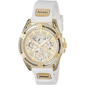 게스 GUESS 여성용 40mm 시계 화이트 스트랩 샴페인 다이얼 골드 톤 케이스