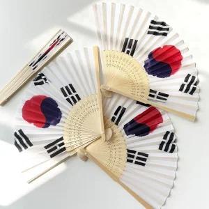 대나무 접이식 태극기 실크 부채 1P LM-0691