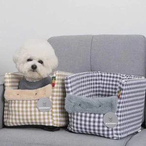 [콩심팥심]강아지 카시트 체크 드라이빙 펫이동가방 차량용방석 강아치차량용시트 체크카시트 논슬립카시트