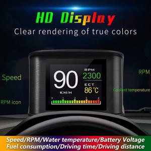 헤드업디스플레이 HUD HUD P10 OBD2 디지털 차량용 헤드 업 디스플레이 속도계 타코미터 배터리 전압 오일