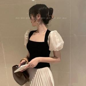 여성 블라우스/여성용 스퀘어넥 블라우스 퍼프 반팔 C3