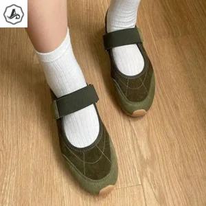 [애슬릿] 메리제인 플랫 슈즈 찍찍이 밴딩 스트랩 소 가죽