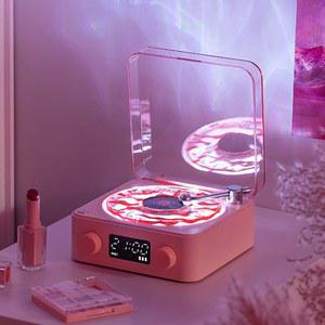 DS VA 웨이브 조명 스피커 블루투스 플레이어 보조 수면 소음 백색 비닐 RGB 턴테이블 모양 레트로 VITROLA