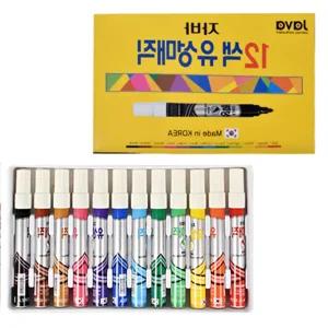 유성매직 자바 둥근닙 12색 세트 지워지지않는 펜 안지워지는 매직 고동색 녹색 하늘 빨강