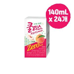 쿨피스 제로음료 복숭아쥬스 140ml x24개 아침쥬스 마트 과즙쥬스