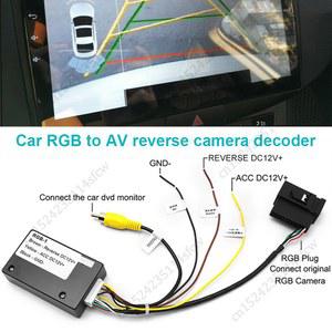 후방 카메라 연결선 젠더 연장선 배선 자동차 RGB TO RCA AV CVBS 신호 변환기 디코더 박스 어댑터 VW RCD510 RNS510 RNS315 OEM 리버스 카메라용 12V