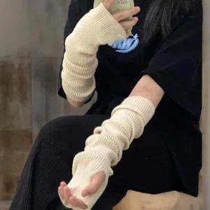 /신상오픈런 여성 겨울 따뜻한 골지 니트 손목 보호 장갑
