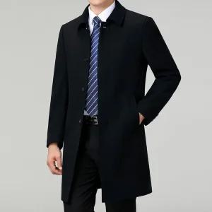 남성패션 트렌치 반바바리 중장년 아빠 춘추 캐주얼 루즈핏 울코트 힛템