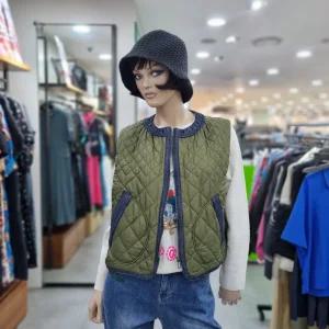 베네통/애플아울렛/트로페 데님 배색 패딩 베스트/BAJP67461