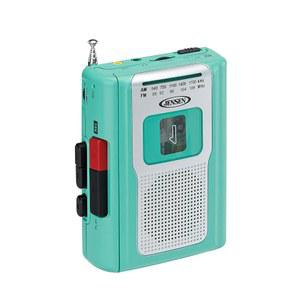 [미국배송] 젠슨 CR-100 레트로 휴대용 AM/FM 라디오 개인 카세트 플레이어 컴팩트 경량 디자인 스테레오 플레이어/레코더 및 내장 스피커(청록 한정판)