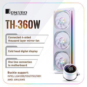 JONSBO TH-360 백색 수냉 쿨러 120mm ARGB 팬 TH-240 AIO CPU 액체 냉각 통합 수냉식 LGA1700 115X 1851 12