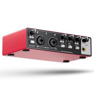 TISINO 오디오 인터페이스 2i2-24Bit/192kHz, 녹음, 작곡, 스트리밍 및 팟캐스트를 위한 USB 인터페이스, 48V 팬텀 파워를 갖춘 플러그 앤 플레이 스튜디오 PC/Mac/iOS 호환, RED