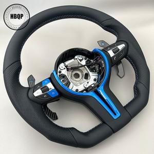BMW F30 F10 전체 가죽 탄소 섬유 구운 페인트 빨간색 버튼 프레임 스티어링 휠 Assenbly