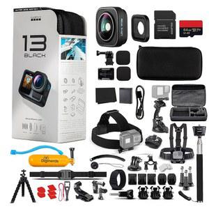 고프로 HERO13 (히어로 13) 울트라 와이드 에디션 블랙 - 방수 액션 카메라 5.3K HDR 비디오, 27MP 사진, 1/1.9인치 이미지 센서, 라이브 스트리밍, 웹캠 + 64GB 카드 및 50피스 액세서리 키트 번들