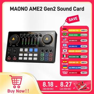 마오노캐스터 AME2 Gen2 오디오 인터페이스 믹서 (듀얼 XLR 입력  팟캐스트 스트리밍용)  프로 프리앰프 기
