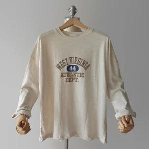 버지니아 라운드 레터링 코튼100 가을 여성긴팔티셔츠 (3color)