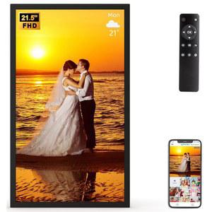21.5인치 대형 디지털 액자 WiFi 스마트 프레임 - 1920*1080 FHD IPS 화면, 32GB, 어디서나 앱 이메일로 사진 또는 동영상 즉시 공유, 홈 데코용 벽걸이, 친구 가족을 위한 선물