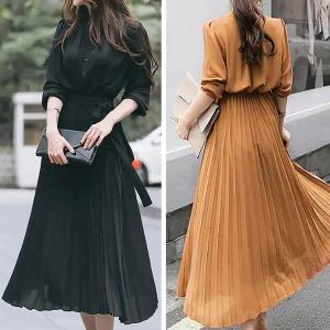가을 롱 쉬폰 원피스 여성 하객룩 예쁜 데일리 롱원피스