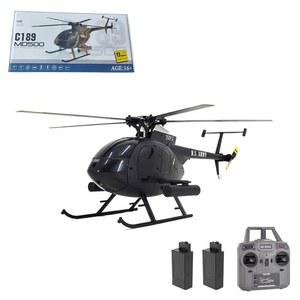 C189 MD500 원격 제어 헬리콥터, 6축 자이로 및 브러시리스 모터가 장착된 1/28 스케일 4CH 단일 로터 헬리콥터 RTF, 초보자를 위한 2 4GHz RTF RC 항공기 블랙 배터리 2개