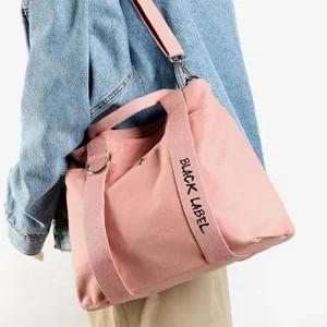 레터링 스트랩 포인트 텀블러 가방 핑크색 캔버스백 캔버스에코백 여성쇼퍼백