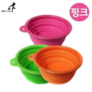펫토이 접이식 핑크 급수기 강아지 식기