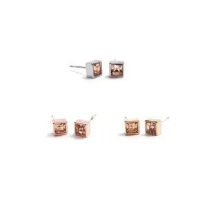 E511 4mm 라이트로즈 스퀘어 크리스탈 은침 귀걸이  여자귀걸이 귀걸이추천 학생귀걸이