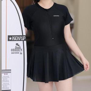 [옷자락]여성 여름 휴가 반집업 플레어 반팔 드레스 수영복
