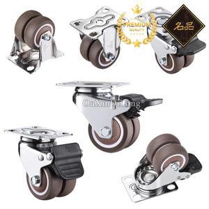 4PCS 헤비 듀티 2 인치회전 고무 이중 바퀴 M10/M12 x 25mm 브레이크 캐스터 가구 교체 부하 165KG GF690