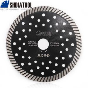 SHDIATOOL 1pc 150MM 다이아몬드 핫 프레스 소폭 터보 멀티 홀 톱 블레이드 화강암 대리석 콘크리트 블록