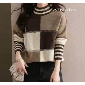 [앳마크]ATMARK (77까지)배색패턴하이넥니트_AA39KN003G