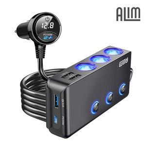 120W 200W 차량용 멀티 시거잭 스위치 멀티소켓 PD C타입 볼트게이지 배터리 전압 초고속 충전기 소켓