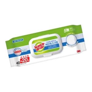 3M 주방 세정 물티슈 인덕션 티슈 60매 식탁 자국 없는 얼룩 클린 기름기 제거 매직 스카치 기름때 찌든때