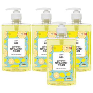 베이킹소다함유 레몬 1종주방세제 500mlx4개 펌프형 외 일회용수세미 120매