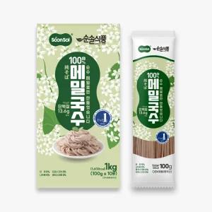 순솔 100% 메밀국수 1kg (100g x 10봉) 비건면 무밀가루 저칼로리면 제로슈가 무첨가물 무가당 메밀면