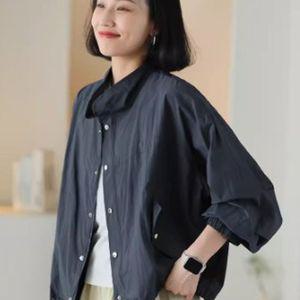 여성 트렌디 아이템 자켓 테일러드 여름 소프트 칼집 편안한 넉넉한 가벼운 통기성 얇은 HT2