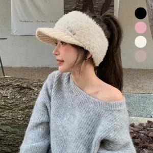[라일리] Rly KN408 부클 니트 선바이저 클레어 선캡 골프 털모자  12357374)