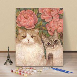 액자 그림 명화그리기 diy 유화 고급 고양이 꽃그림 세트 취미 대형 캔버스 인테리어